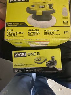 Brand New in Box, Ryobi Buffer and Ryobi 18V 4Ah Battery and Charger! $70
