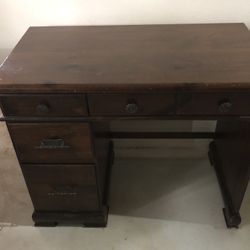Solid Wood 4-Drawer Desk with Chair