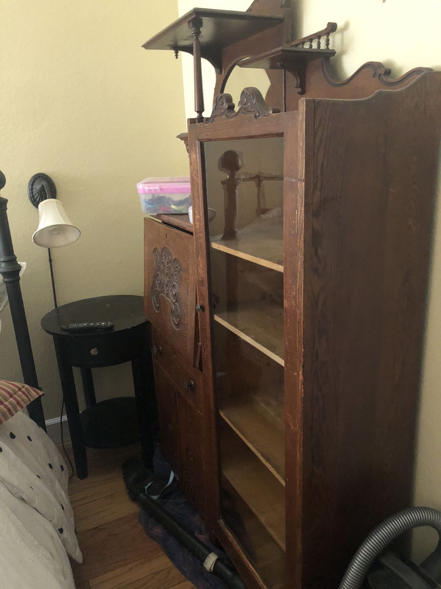 Antique wood hutch and desk