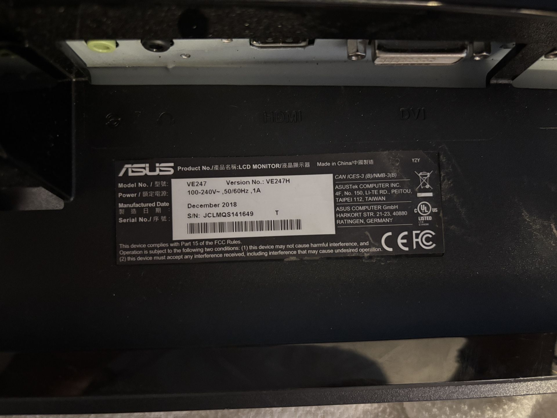 ASUS VE247H 23.6” Full HD Monitor – HDMI/DVI/VGA – $70