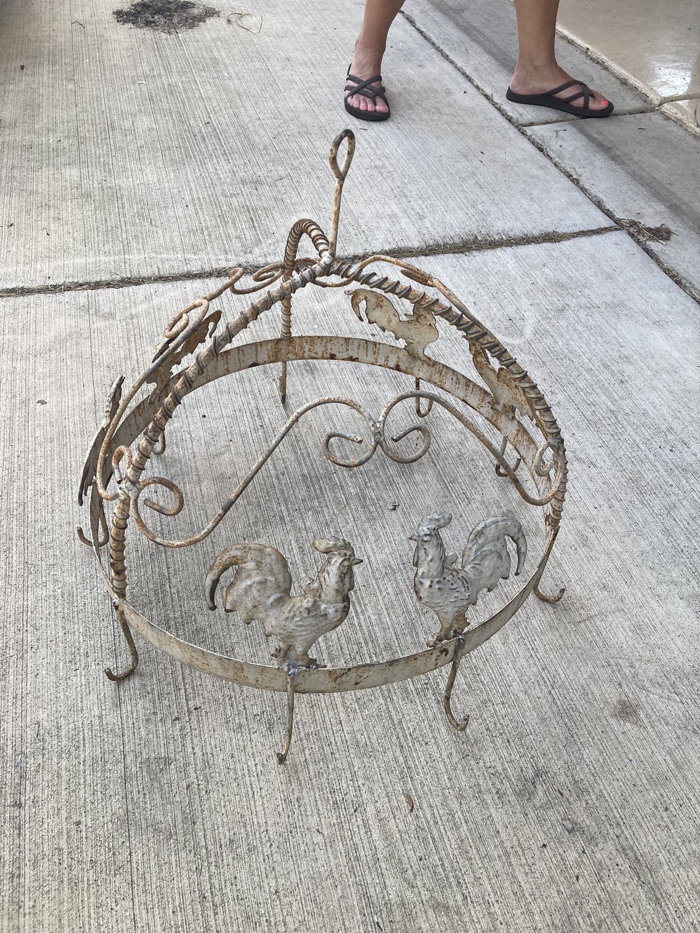 Vintage Farmhouse Rooster Pots And Pans Hanger