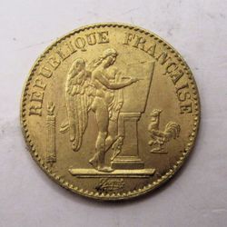 French 20 Franc "Lucky Gold Angel" 1876 90% Gold Coin