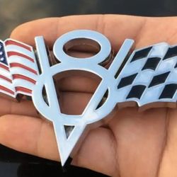 V8 Flag Badge Emblem Adhesive Back SHIPPING AVAILABLE