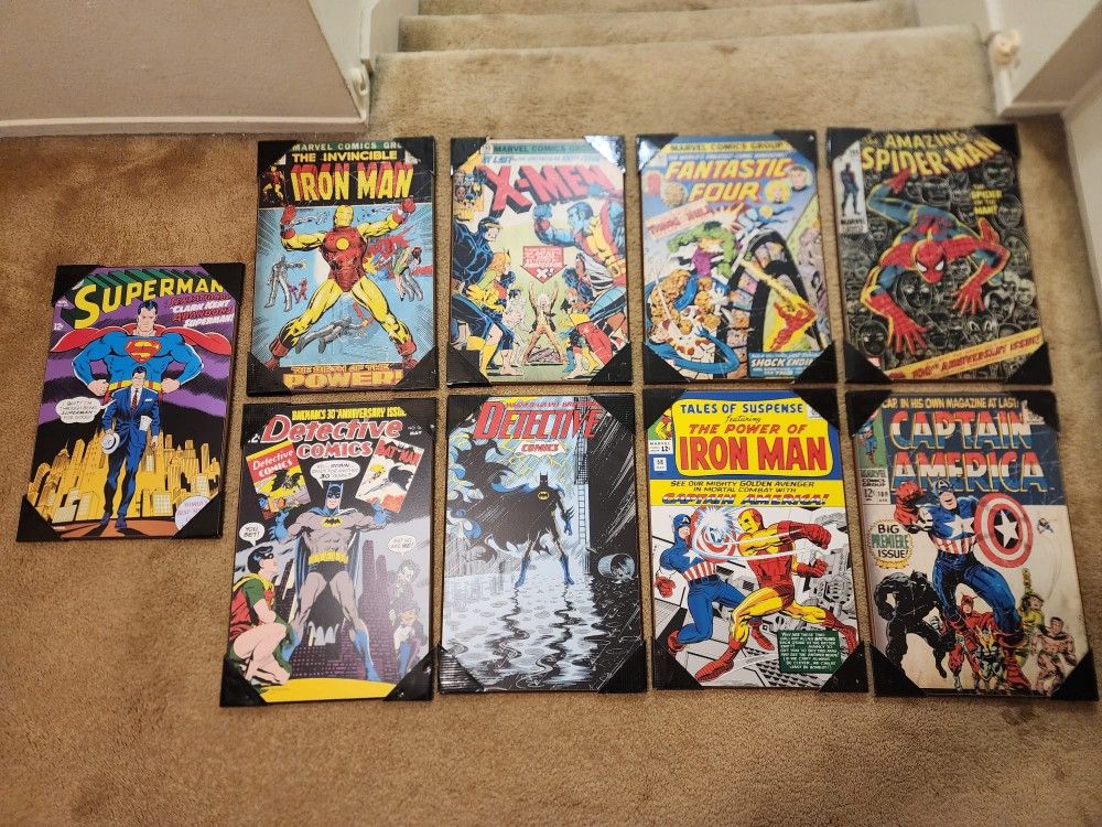 Marvel _ X-men Comics Pictures On Wood Frame