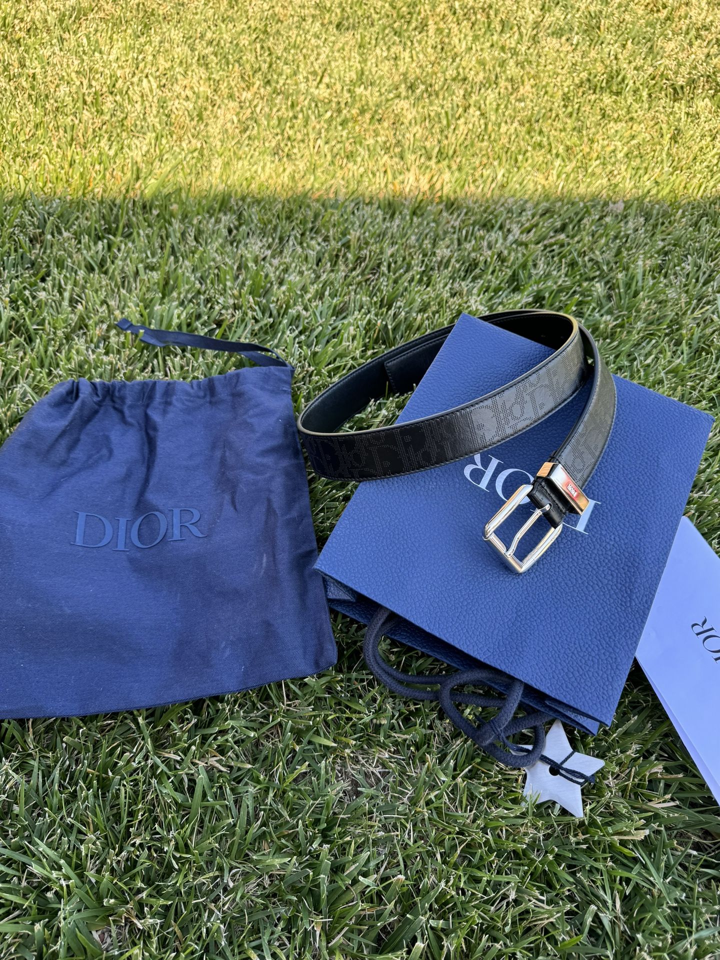 Dior Men’s Leather Oblique Galaxy Leather Belt