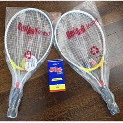 New w/tags 2 USTA Redball Tennis Rackets Racquets 2 Pack Balls in Box