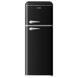 BANGSON 7.5 Cu.Ft Retro Refrigerator with Top Freezer, 2 Door Apartment Fridge, Adjustable Thermostat, Refrigerator for Office, Kitchen, and Home, Bla