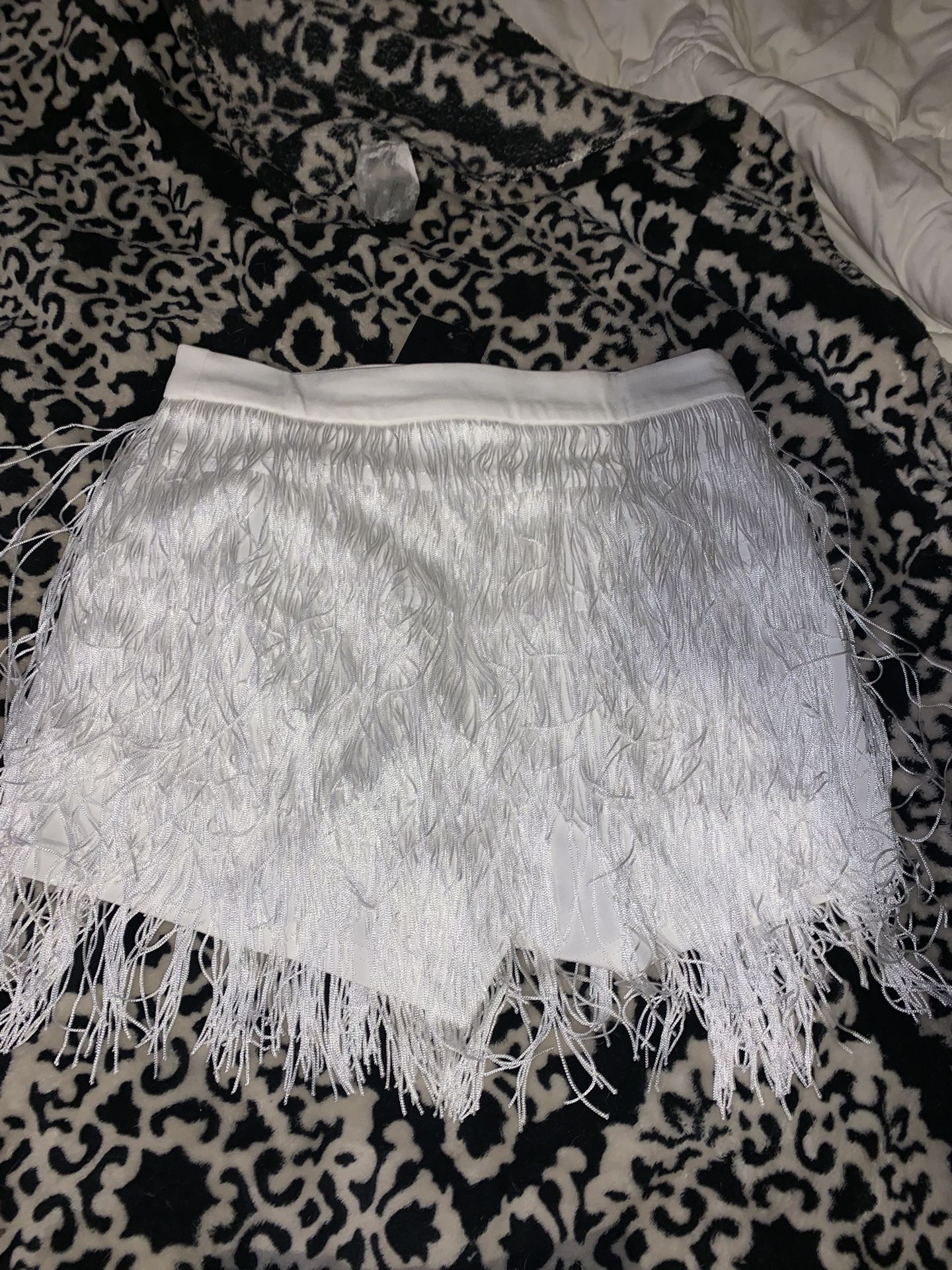 Médium white fringe Shorts