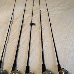 Rod and reel combos fishing $30 each Zebco 33 reels on 5‘5“ graphite rods