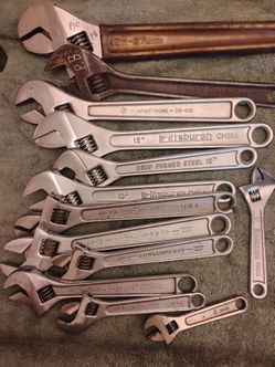 Williams, Crescent, kelin and Pittsburgh Adjustable Wrench Lot   13 pieces total