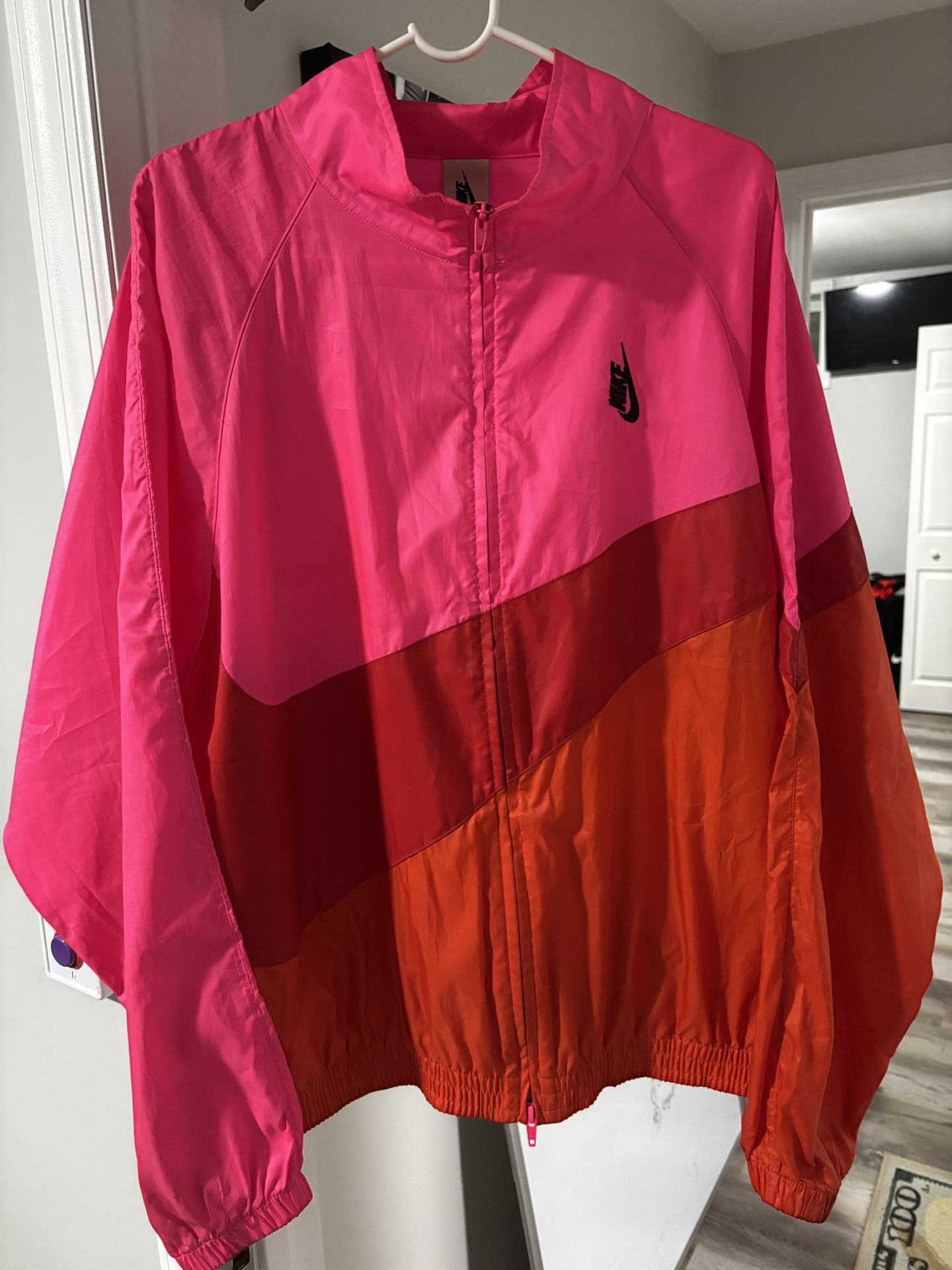 NikeLab NRG Heritage Windbreaker Jacket Hyper Pink Red Black Full Zip Men’s XL
