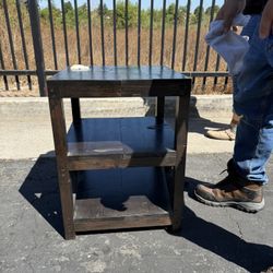 Wood Black Side Table With USB 