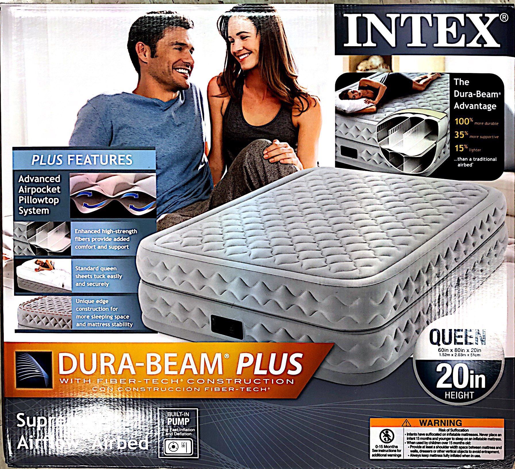 Intex Queen 20" DuraBeam Supreme Air Flow Airbed Mattress with Built-in Pump