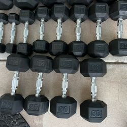5-30lb Hex Rubber Dumbbell Set 210lbs