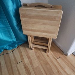 Folding Table Tray Set w/ Storage Rack