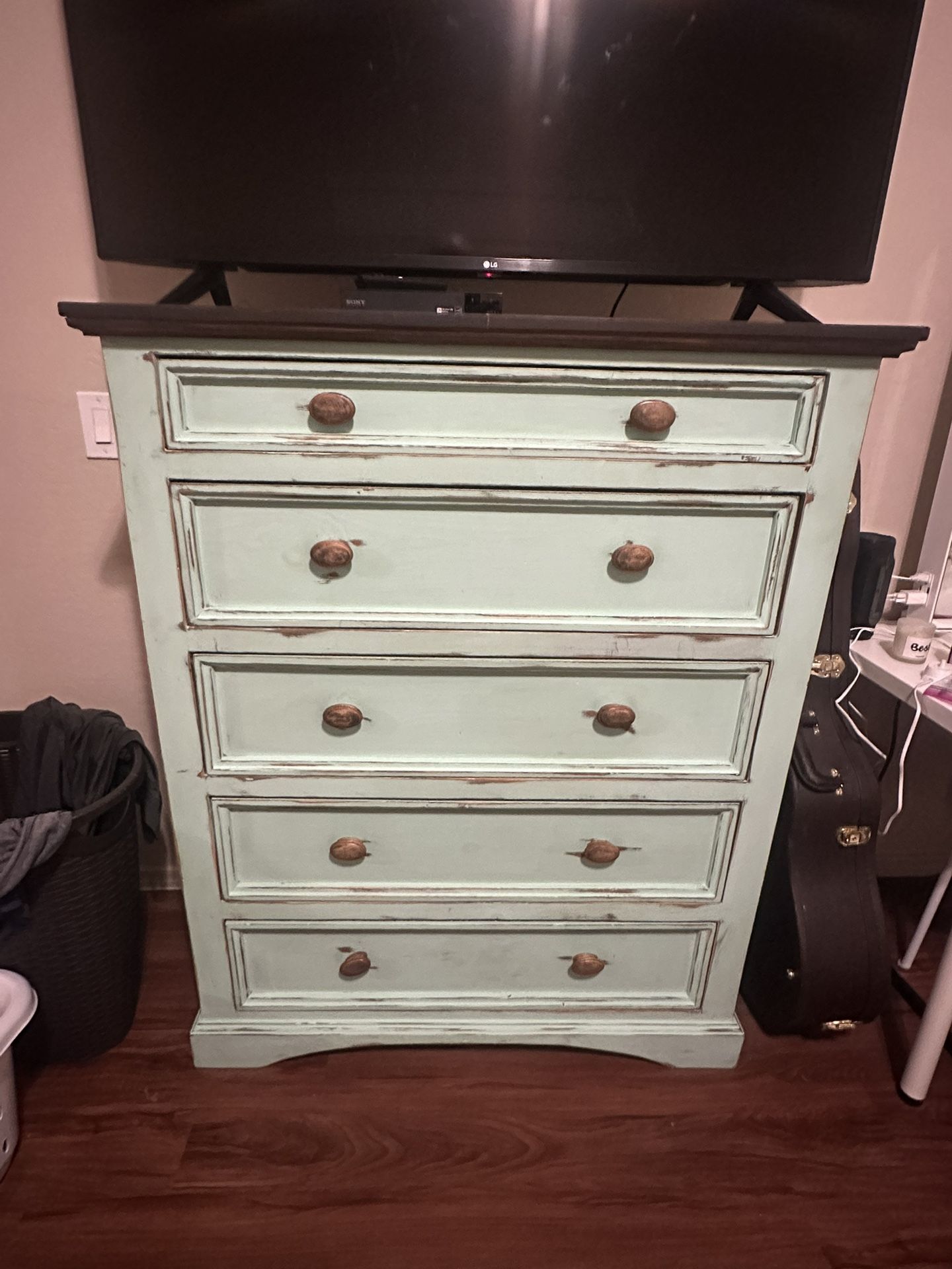Mint Green Real Wood Bedroom Set
