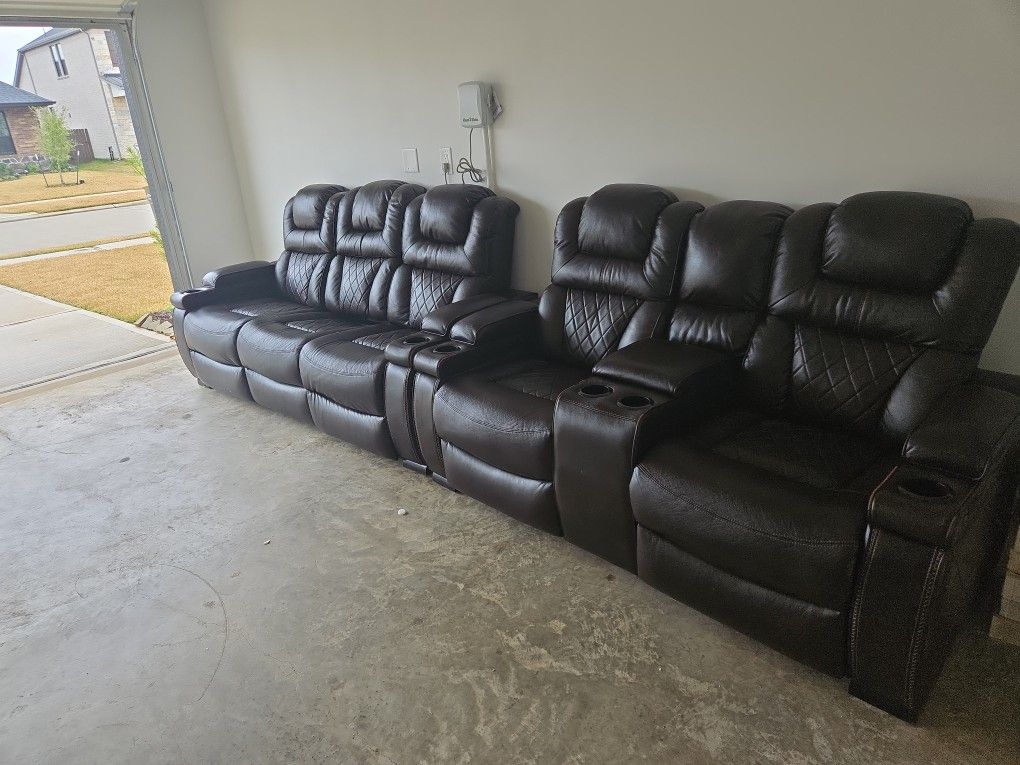 Recliner Sofa and 3 Chairs 