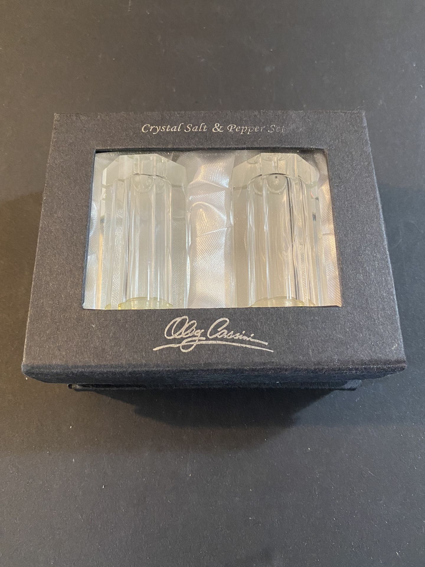 Oleg Cassini Crystal Salt & Pepper Set Octagon