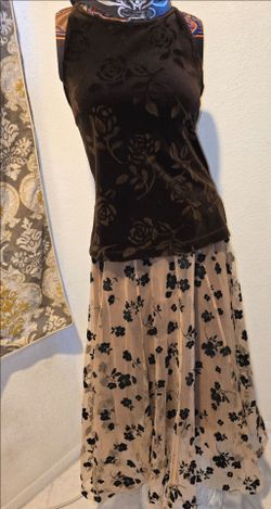 Sheer   layers very flirty! Tan withexpresso embellishments