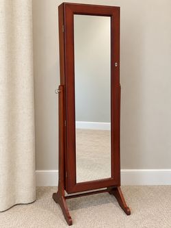 Standing Jewelry Armoire with Full-Length Mirror