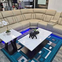 Beautiful LED POWER Recliner Sectional sofa