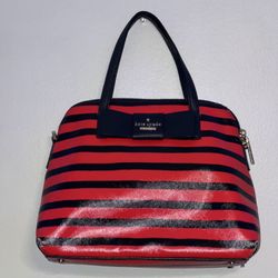 Kate Spade Striped Satchel – Rare Red & Navy Bow Detail Handbag