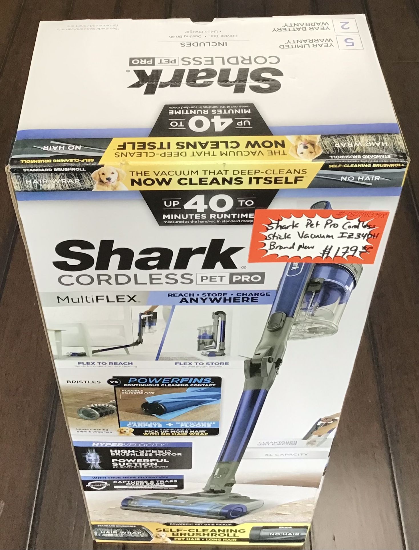 Shark Pet Pro Cordless Stick Vacuum IZ340H Brand New