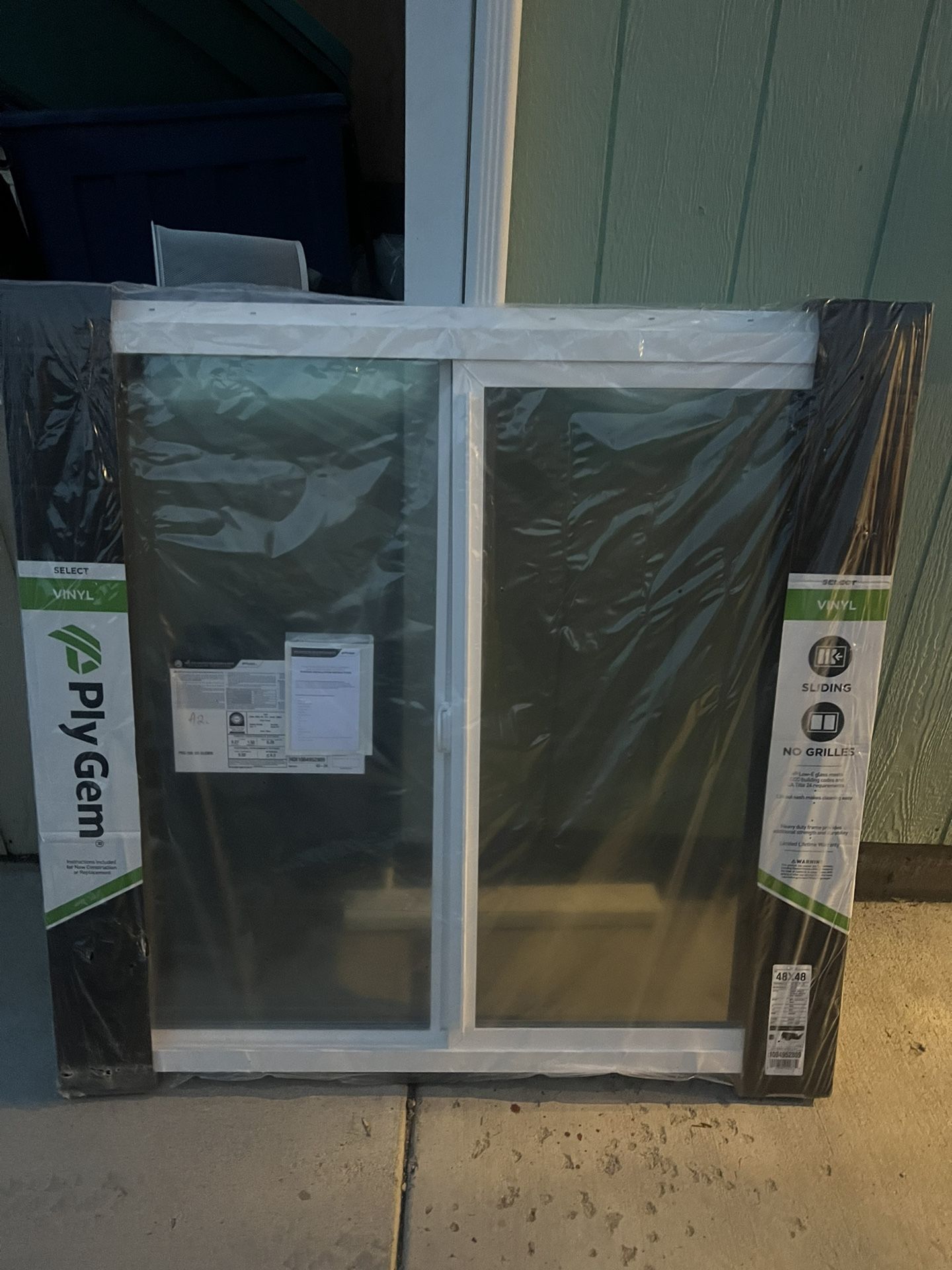 48” X 48” Vinyl Sliding Window
