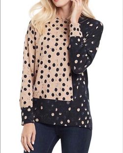 Nic+Zoe Polka Dot Cotton-Blend Sweater size Large