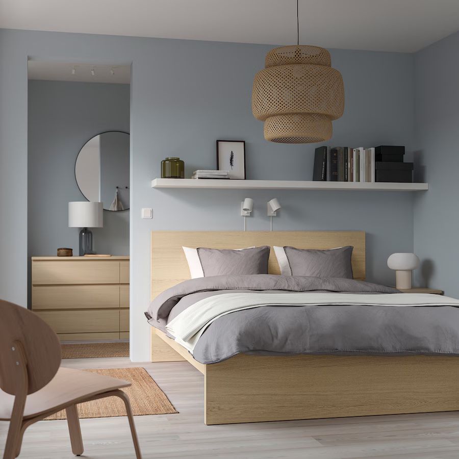 IKEA Malm Queen Size Bed Frame (White Oak Veneer)