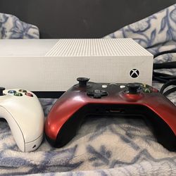 Xbox one, two Controllers, and HDMI and Power Cord Included. 