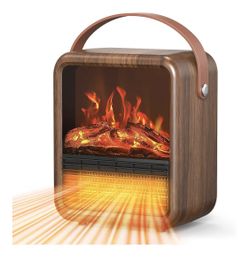 Small Portable Space Heater for Indoor use with Realistic 3D Flame, Mini Electric Fireplace Heater w
