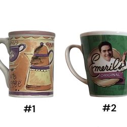 Emeril’s Original + Unbranded Coffee/tea mug, designed both sides,2 Mugs,pre-own