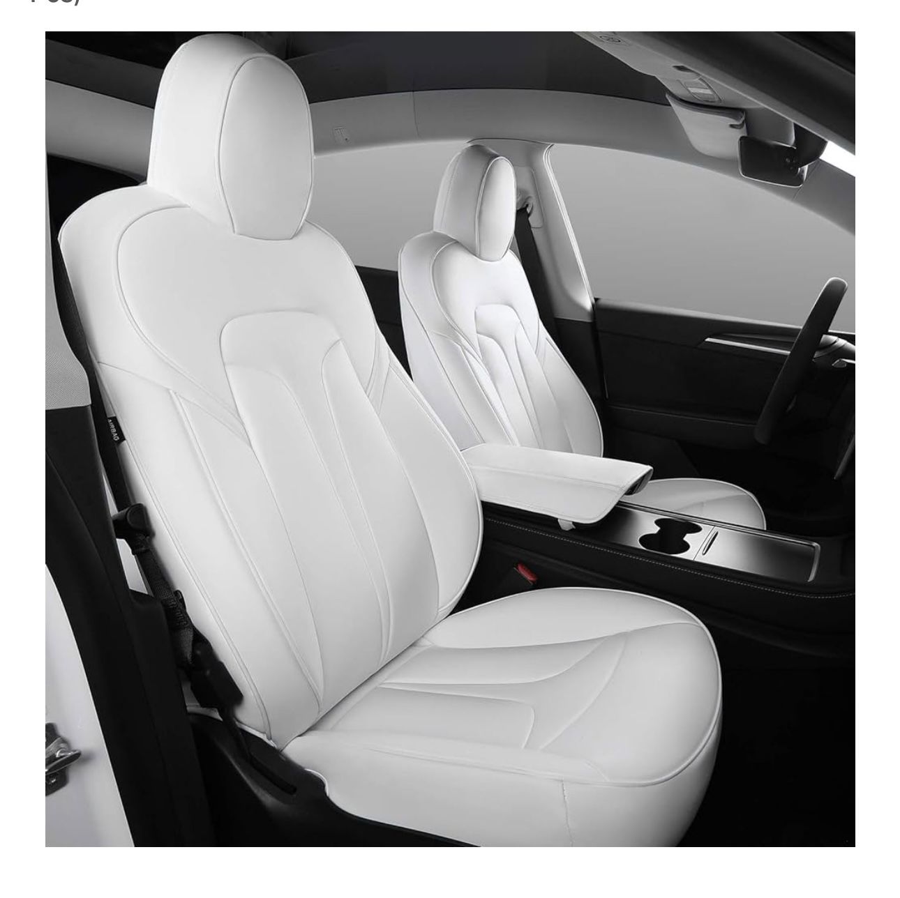 Fits 17-23 Tesla Model 3 XPIOO 5Seat Seat Covers Cushion Protector Leather White