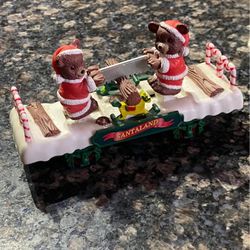 New Bright Animated The Logger Bears Sawing Log Train Car Holiday Express