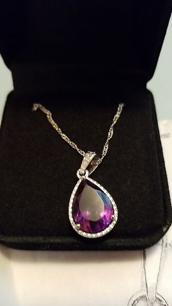 Malaika sterling silver genuine amethyst necklace