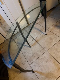 Glass Top Desk with Metal Legs