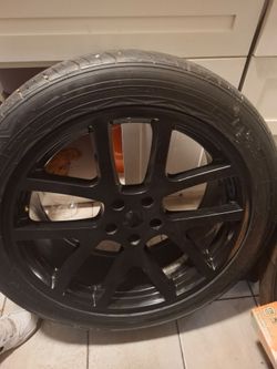 Black on black 22inch rims new 5 lug came off a dodge charger. One owner