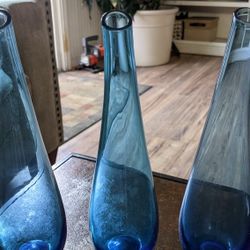Single Flower Vases Blue Crystal
