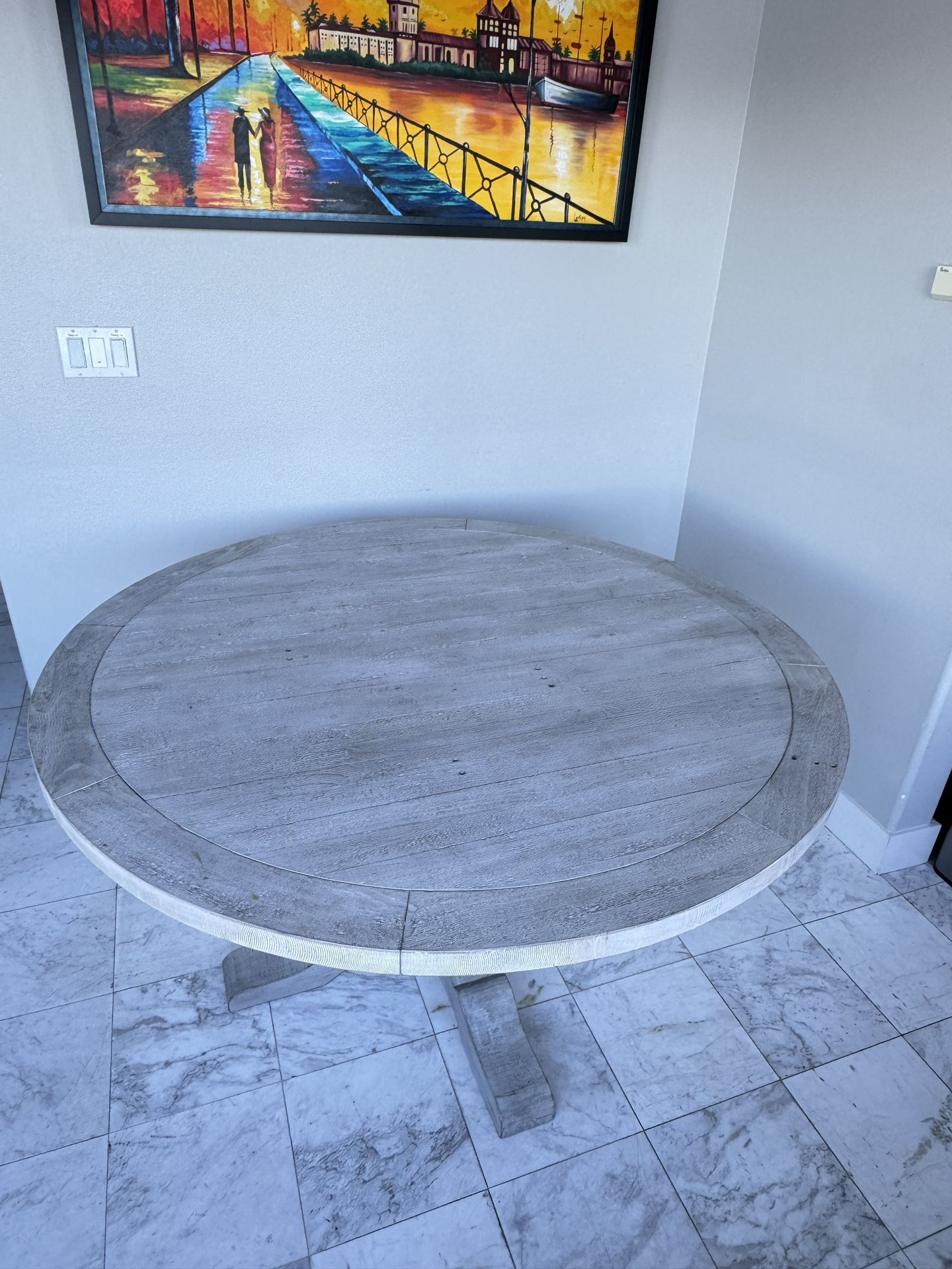 Solid Wood White-Washed Dining Table for Sale