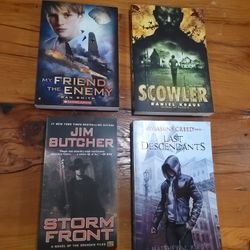 Novel Book LOT - STORM FRONT, MY FRIEND THE ENEMY, SCOWLER, & LAST DESCENDANTS