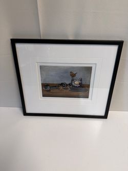 Limited Edition Rotary Telephone and Bird Framed Art Print by PNW artist