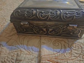 Silver metal music box