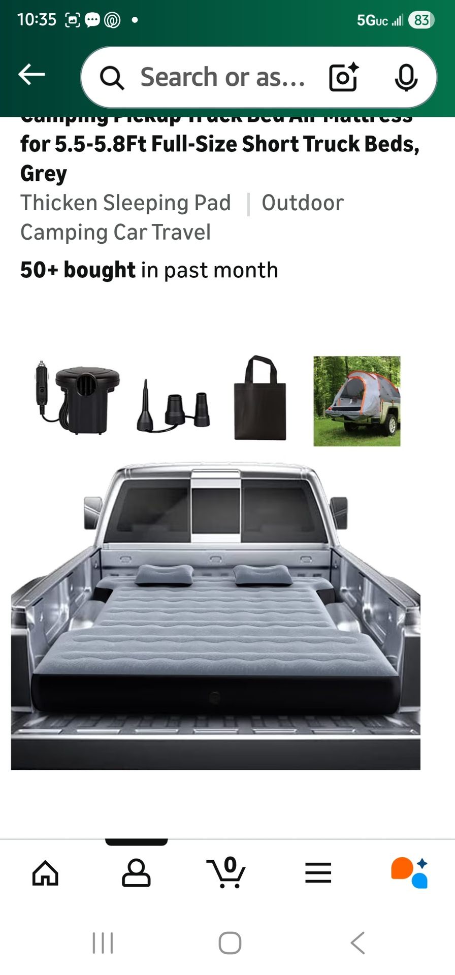 Air Mattress And Tent For 1500 Short bed Trucks