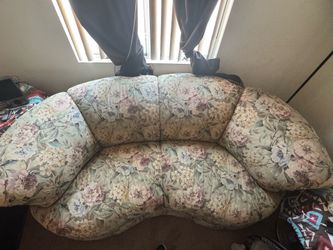 Vintage Floral Curved Loveseat Sofa