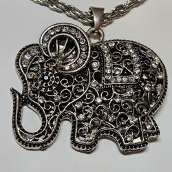 Silver Elephant Pendant Necklace