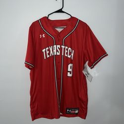 Under Armour Texas Tech Baseball Jersey Mens Large Red NWT
