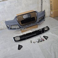 Audi A4 S4 Front Bumper RS4 style complete body kit B8.5 2013-2015 w diffuser exhaust tips 
