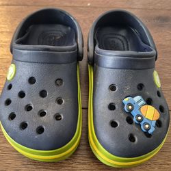 Crocs Crocband Clog Navy Blue Volt Green Sz C8 Toddler