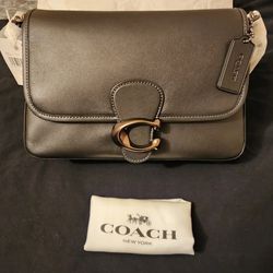 Coach Soft Tabby Leather Shoulder Bag - Black/Gold